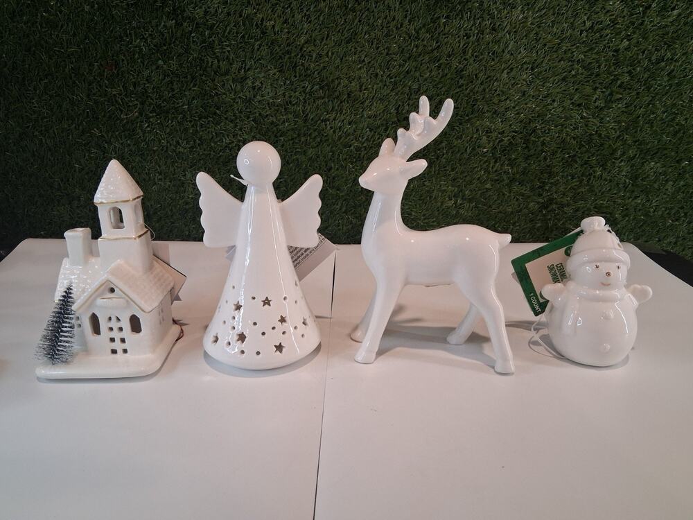 Target Bullseye Playground White Ceramic Christmas Lot Lights Up Church Angel...